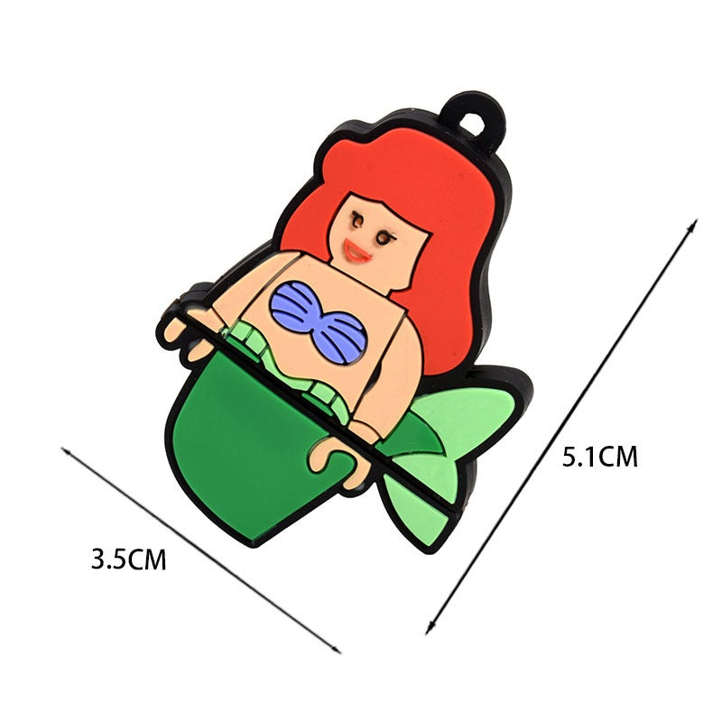 Manufacturer Straight Hair Mermaid Creative Usb Flash Drive 64Gb Silicone Seven-Star Ladybug Usb Flash Drive 32G Cute Gift Dolphin Usb Flash Drive - Image 4